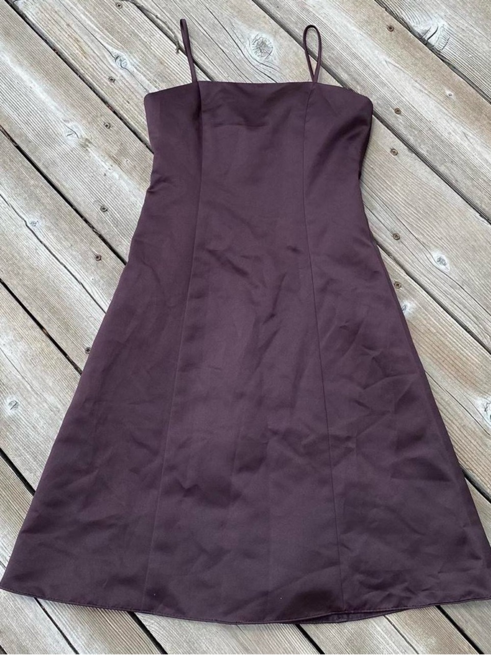 David's Bridal brown 90s style mini dress